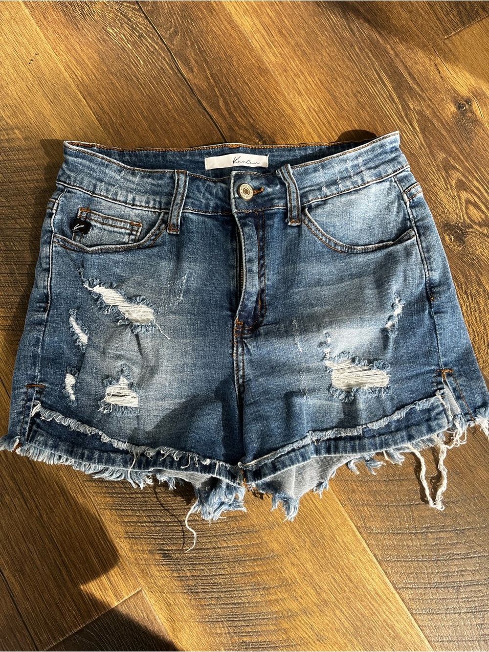 Kancan Distressed Blue Denim Shorts